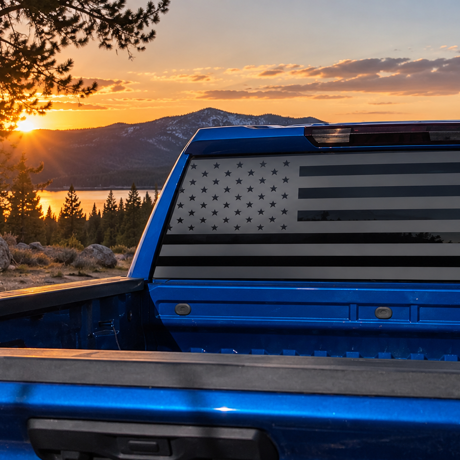 American Flag decal installed on a vehicle