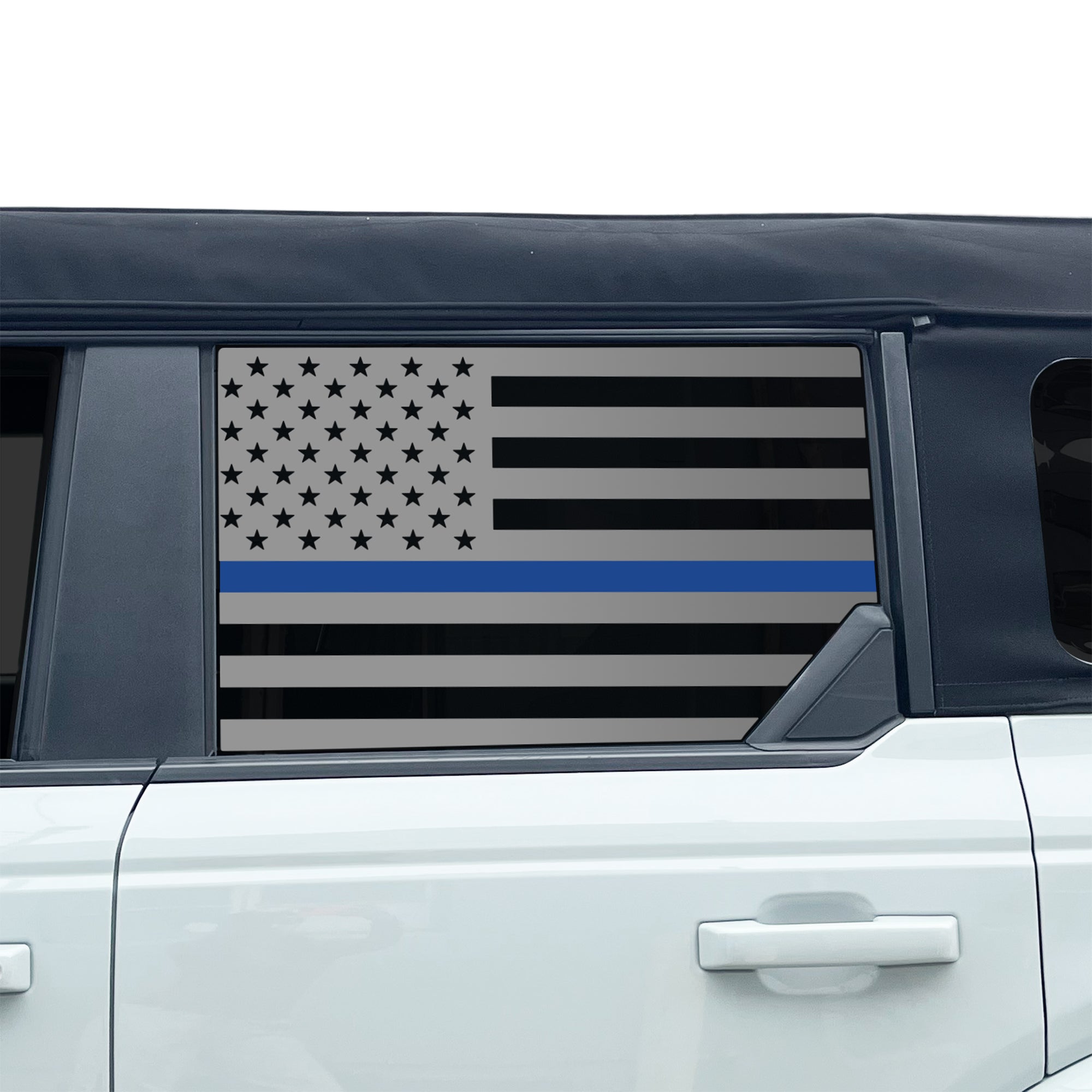 American Flag Window Decal for Ford Bronco 4 Door 2021-2026 – Precut Matte Black Vinyl