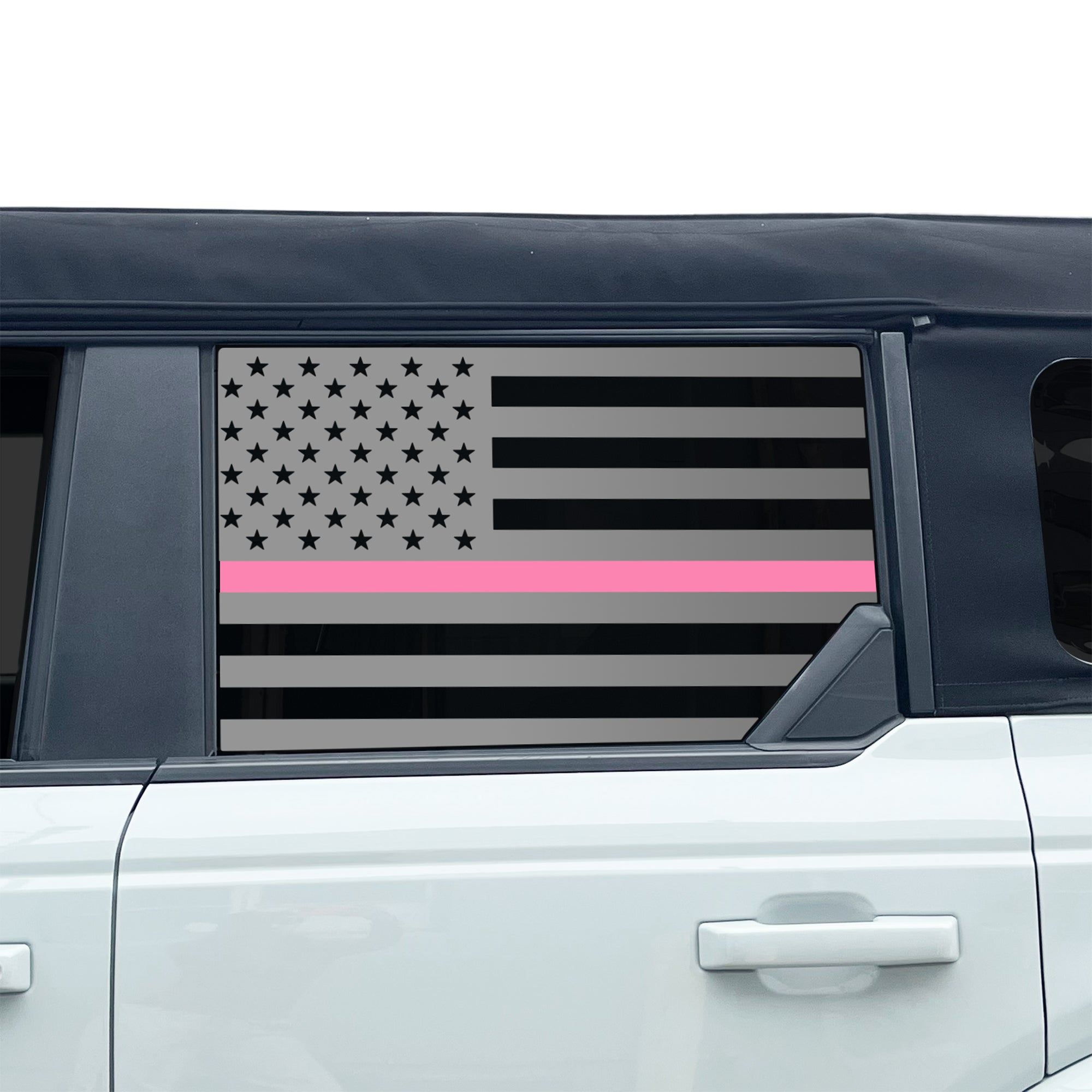 American Flag Window Decal for Ford Bronco 4 Door 2021-2026 – Precut Matte Black Vinyl
