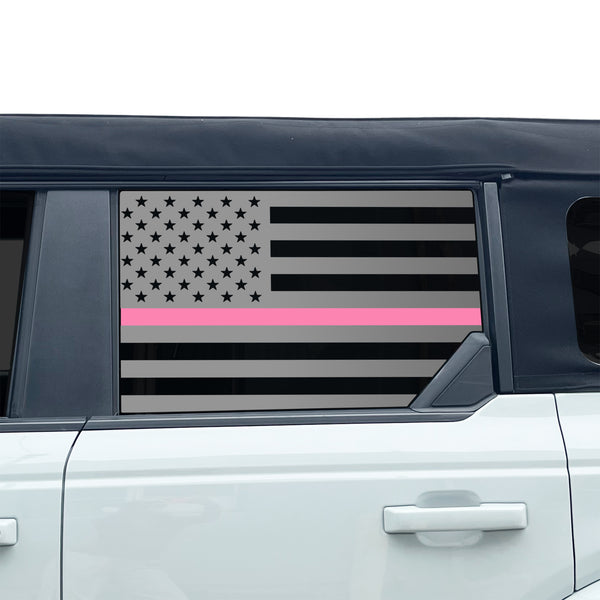 American Flag Window Vinyl Decal Stickers Fits Ford Bronco 4 Door 2021-2025Blue Red Pink Green Line