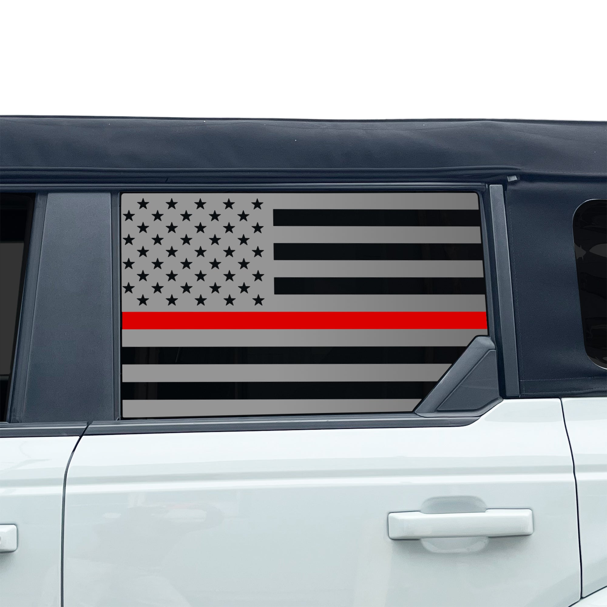 American Flag Window Decal for Ford Bronco 4 Door 2021-2026 – Precut Matte Black Vinyl
