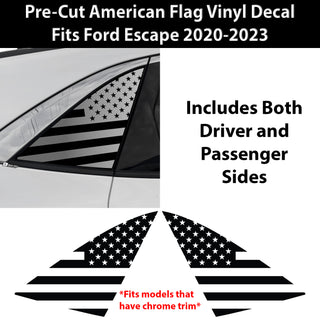 Quarter Window American Flag Vinyl Decal Stickers Fits Ford Escape 2020-2024