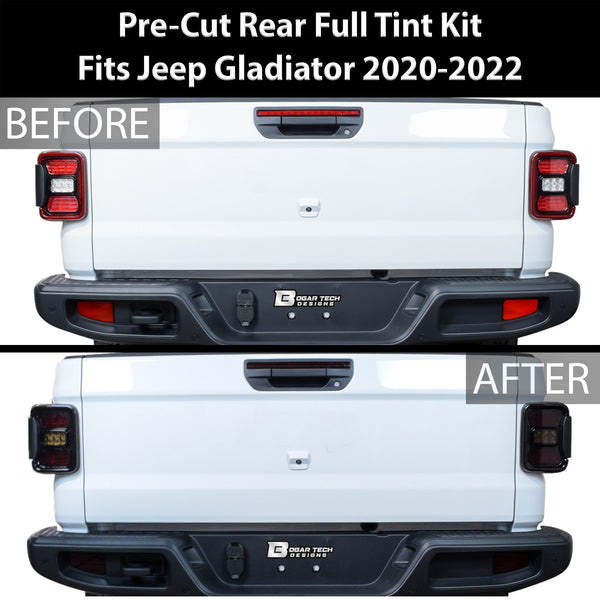 Amber Delete Taillight Precut Smoked PPF Tint Kit Film Overlay Fits Jeep Gladiator 2020 2021 2022 2023 2024