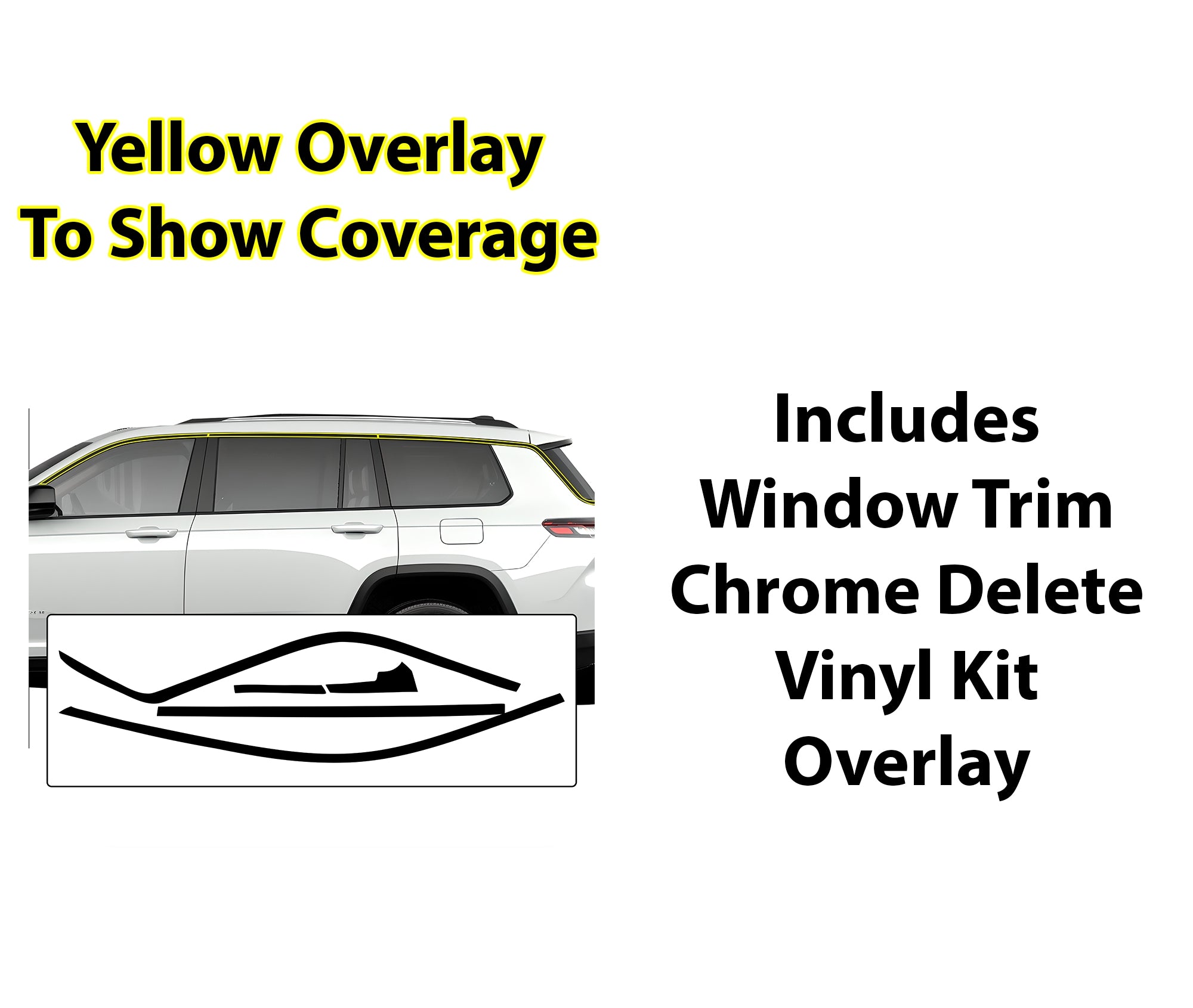 Window Vinyl Chrome Delete Trim Blackout Decal Stickers Overlay Film Fits Jeep Grand Cherokee L 2021 - 2025 - Bogar Tech Designs