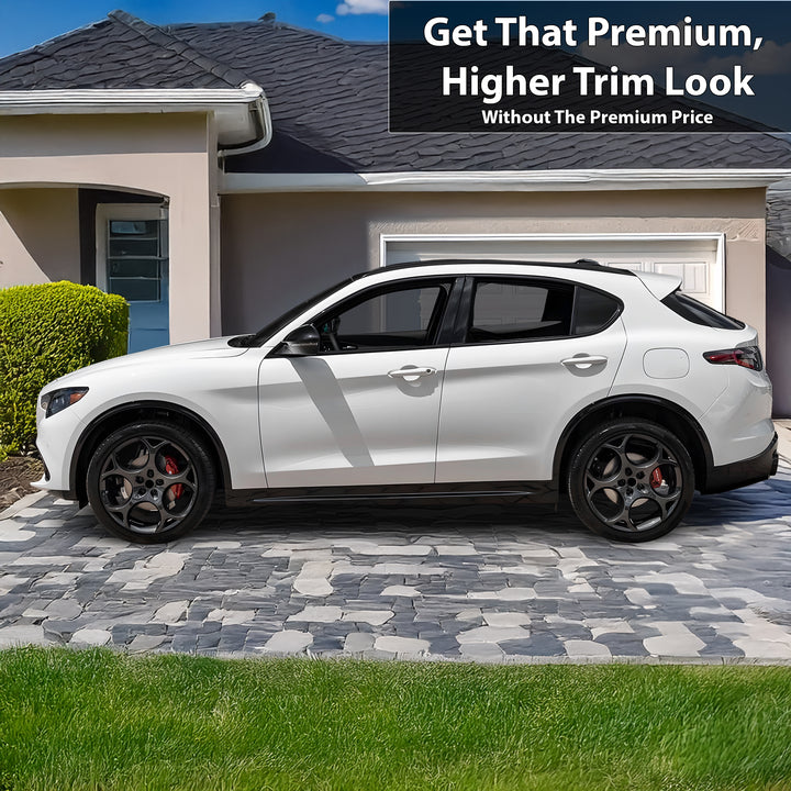 Vinyl Chrome Delete Side Window Trim Blackout Decal Stickers Overlay Film Fits Alfa Romeo Stelvio 2019 - 2025 - Bogar Tech Designs
