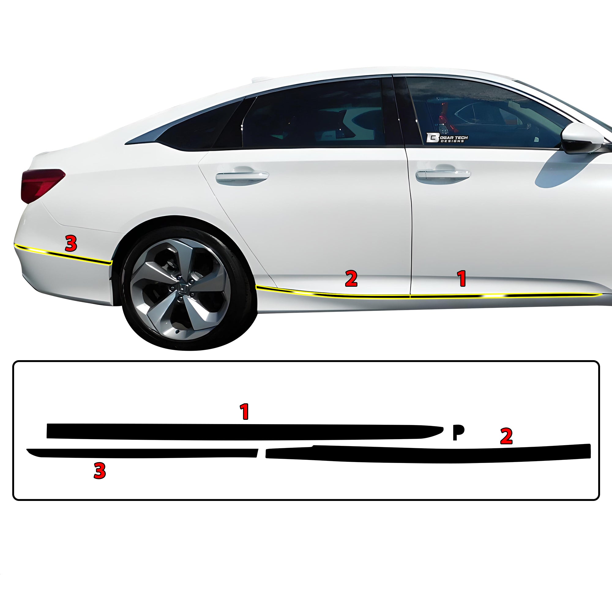 Vinyl Chrome Delete Blackout Decal Stickers Overlay Film Fits Honda Accord Sedan 2018 - 2022 - Bogar Tech Designs