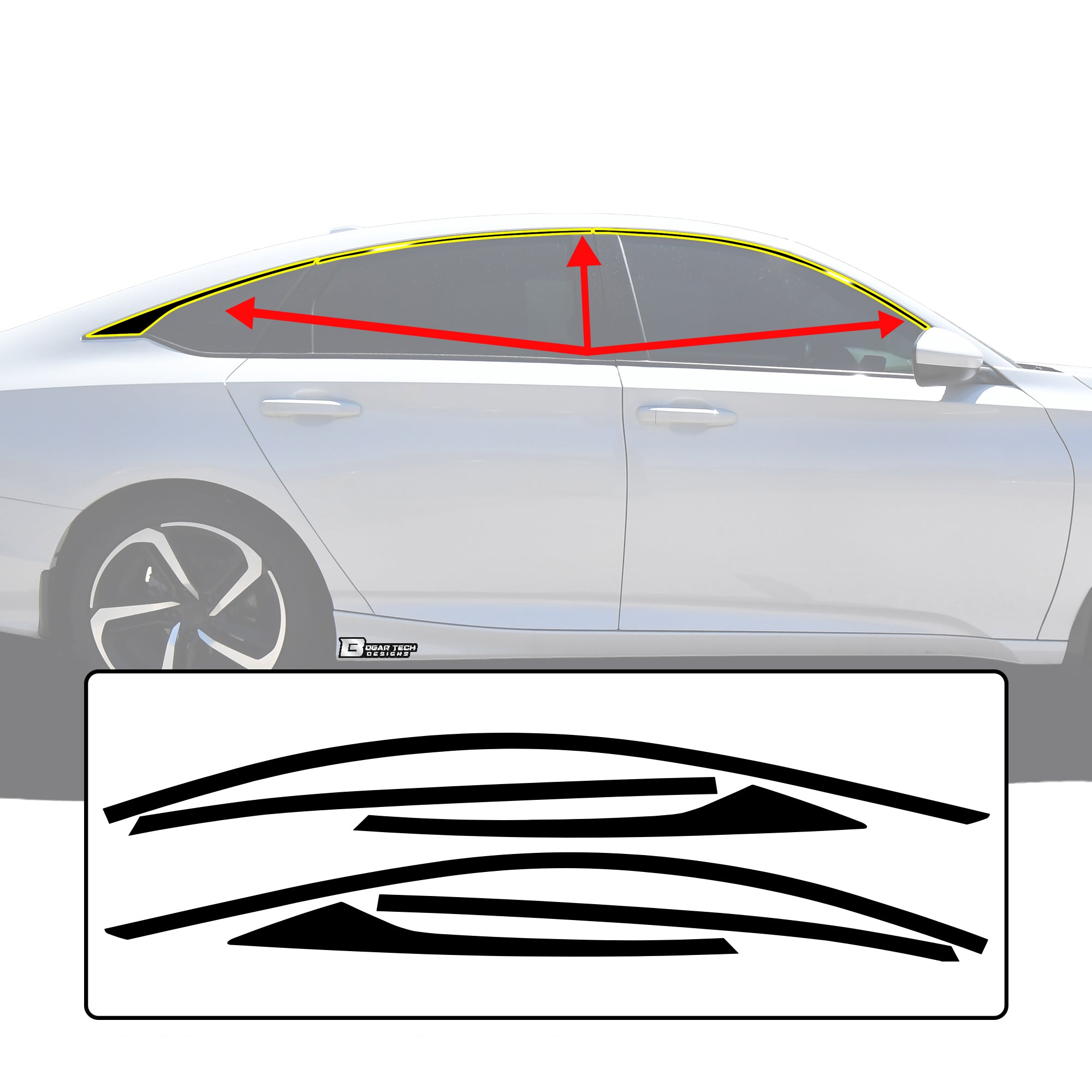 Vinyl Chrome Delete Blackout Decal Stickers Overlay Film Fits Honda Accord Sedan 2018 - 2022 - Bogar Tech Designs