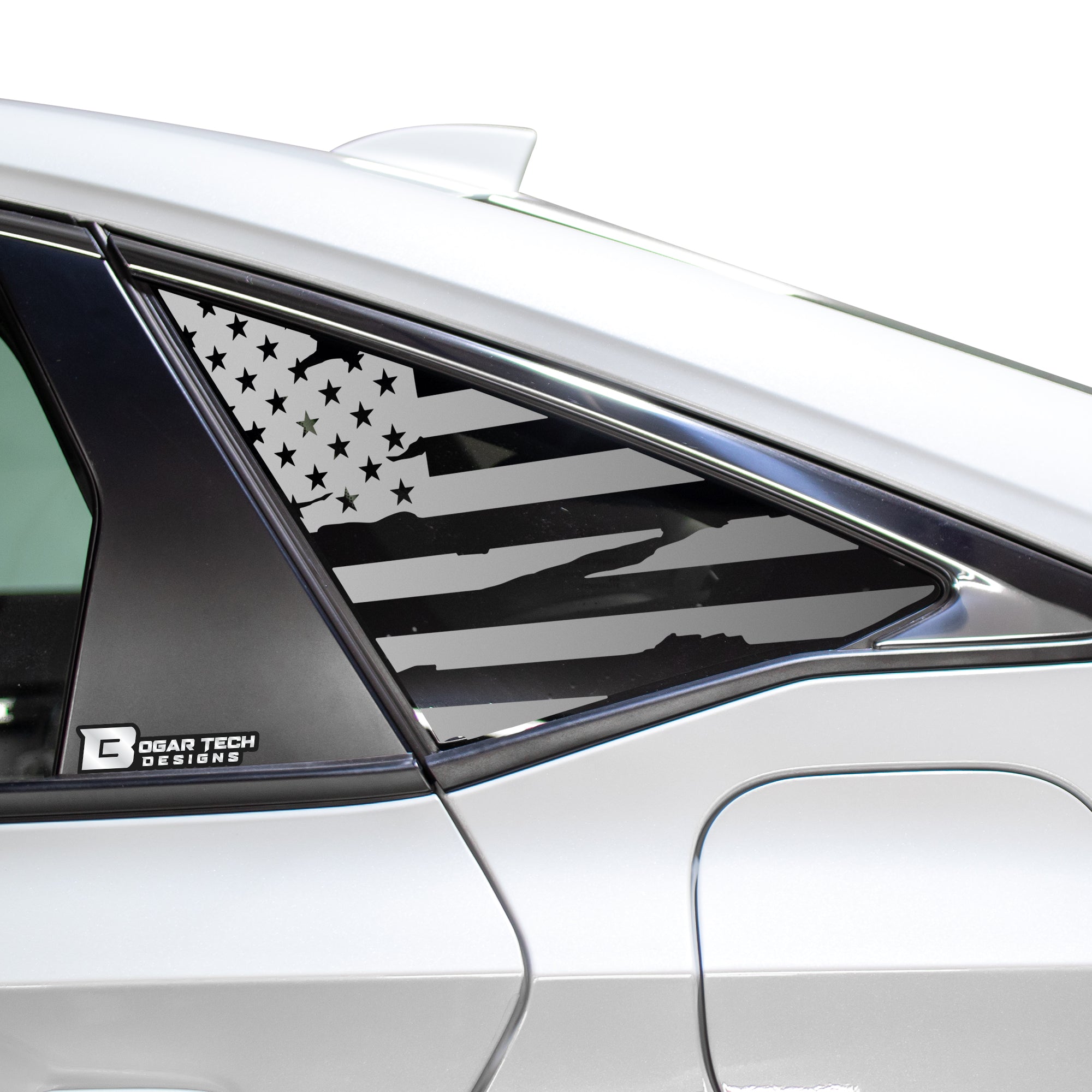 American Flag Rear Side Quarter Window Precut Decals Fits Honda Civic Sedan 2022 - 2025 - Bogar Tech Designs