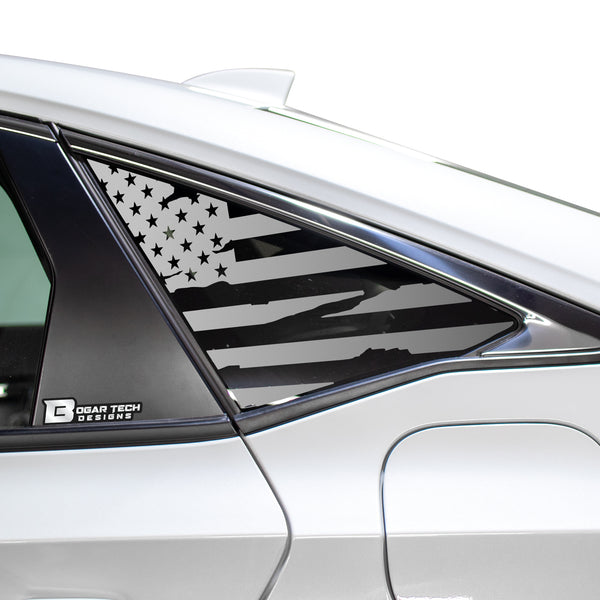 Universal Fit American Flag Third Quarter Window Decal Sticker Compatible with Most Sedans and Coupes