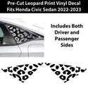 Precut Animal Cow & Leopard Vinyl Print Decals Rear Quarter Window Fits Honda Civic Sedan 2022 2023 2024