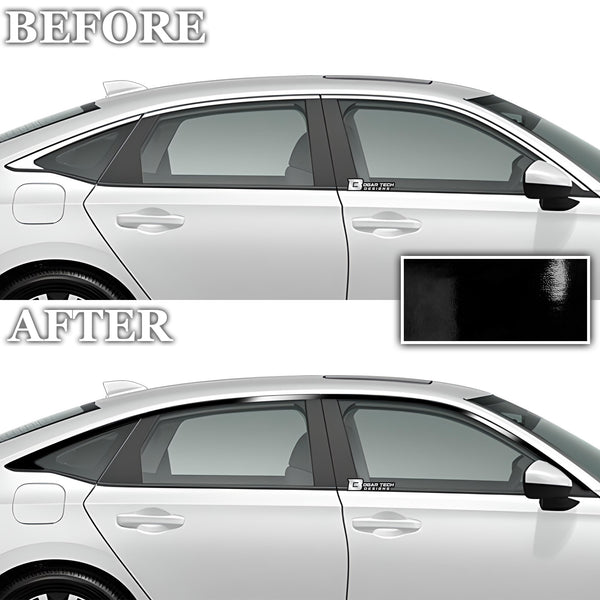 Vinyl Chrome Delete Side Window Trim Blackout Decal Stickers Cover Overlay Fits Honda Civic Sedan 2022 2023 2024