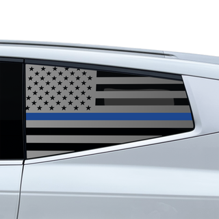 Buy thin-blue-line American Flag Quarter Window Decal for Hyundai Ioniq 9 2026+ – Precut Matte Black Vinyl