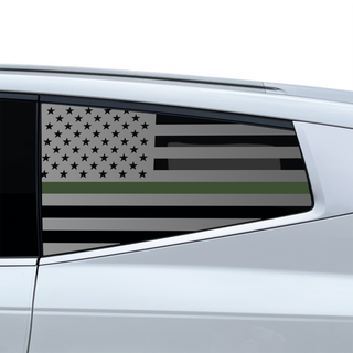 Buy thin-green-line American Flag Quarter Window Decal for Hyundai Ioniq 9 2026+ – Precut Matte Black Vinyl