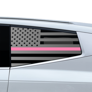 Buy thin-pink-line American Flag Quarter Window Decal for Hyundai Ioniq 9 2026+ – Precut Matte Black Vinyl