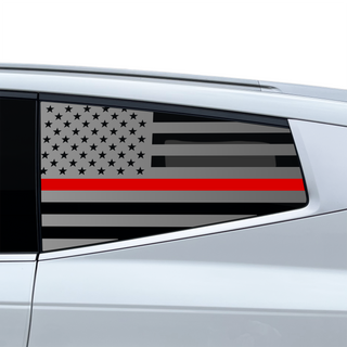 Buy thin-red-line American Flag Quarter Window Decal for Hyundai Ioniq 9 2026+ – Precut Matte Black Vinyl