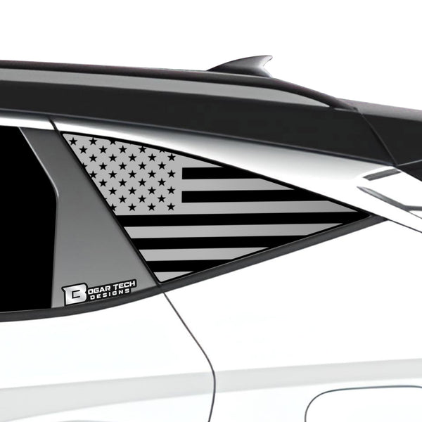 American Flag Quarter Window Decal for Hyundai Tucson 2022-2026 – Precut Matte Black Vinyl