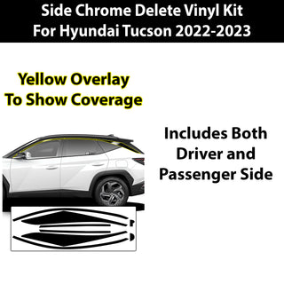 Vinyl Chrome Delete Sides Trim Blackout Decal Stickers Overlay Film Fits Hyundai Tucson 2022 2023