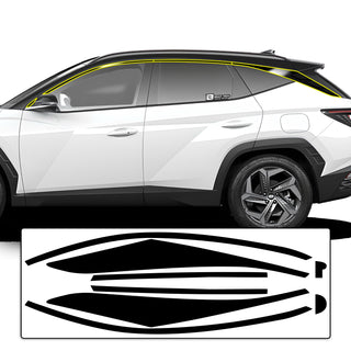 Vinyl Chrome Delete Sides Trim Blackout Decal Stickers Overlay Film Fits Hyundai Tucson 2022 2023