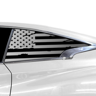 Buy distressed-black Quarter Window American Flag Vinyl Decal Stickers Fits Infiniti Q60 2017-2022