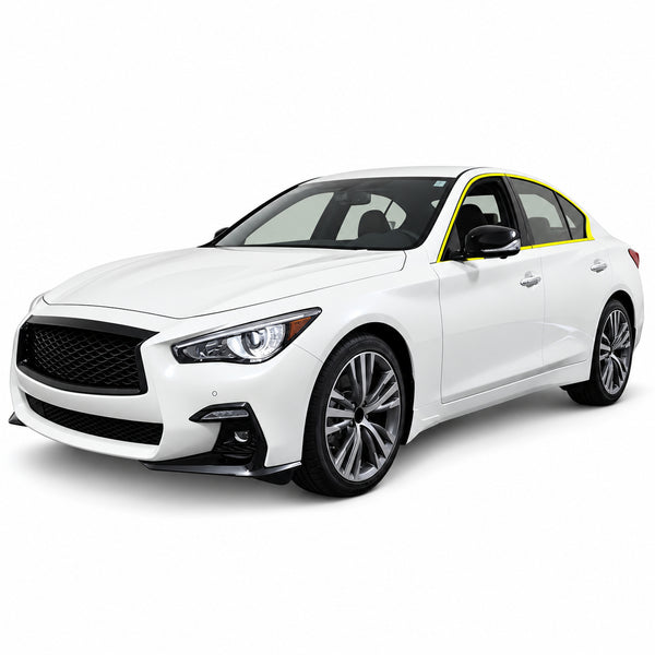 Infiniti Q50 2018-2024 Window Trim Blackout Chrome Delete Kit – Precut Gloss Black Vinyl Overlays