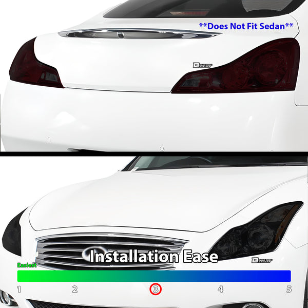 Full Headlight Taillight Precut Smoked PPF Tint Kit Film Overlay Fits Infiniti G37 2008-2013