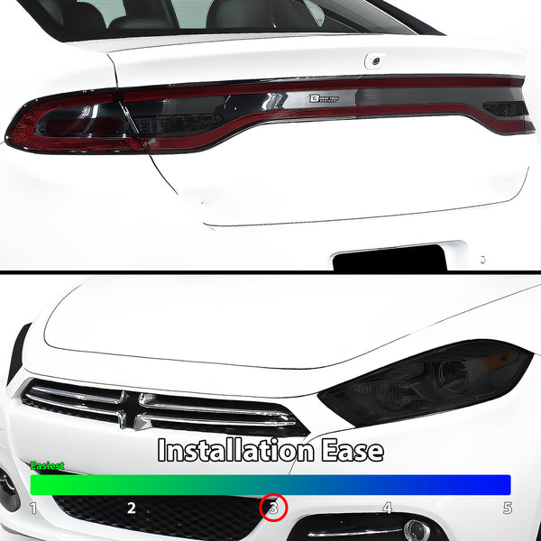 Full Headlight Taillight Racetrack Precut Smoked PPF Tint Kit Film Overlay Fits Dodge Dart 2013-2016