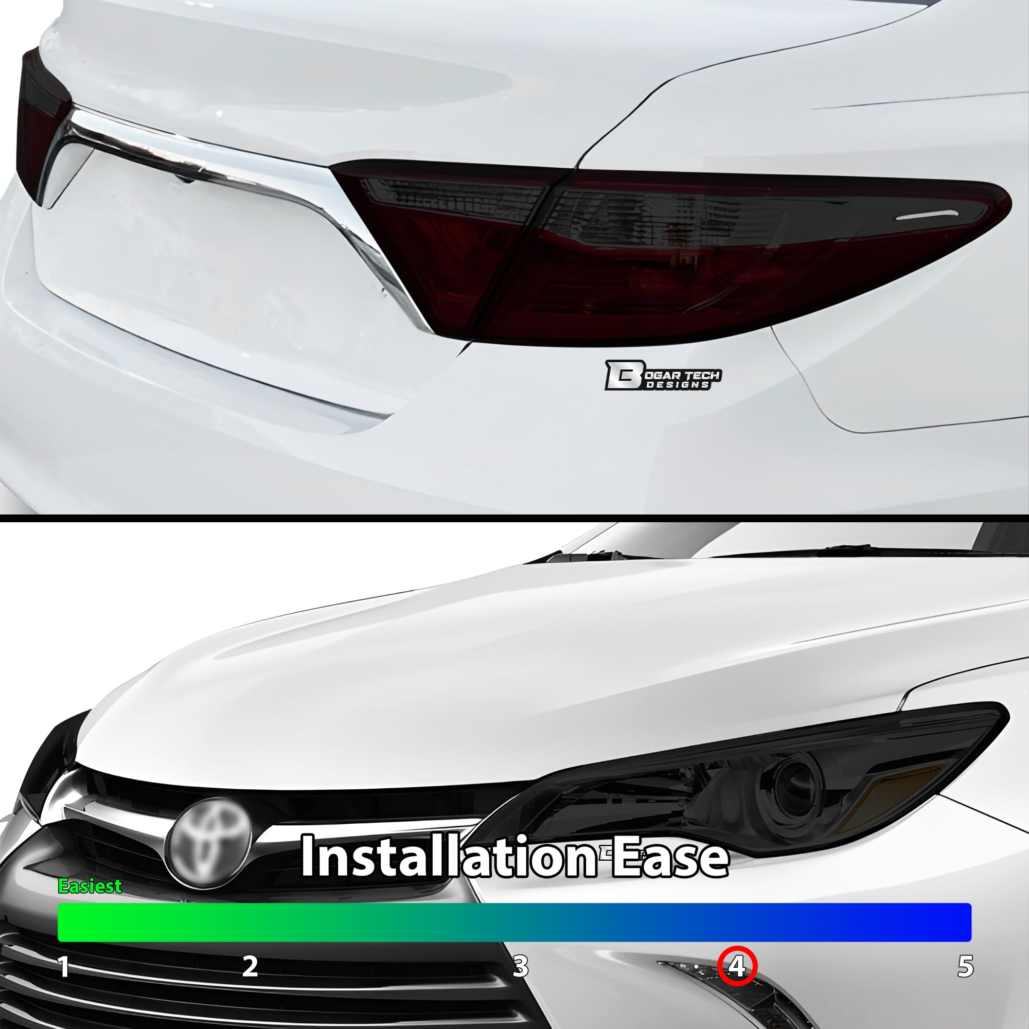 Full Headlight Taillight Precut Smoked PPF Tint Kit Film Overlay Fits Toyota Camry 2015 - 2017 - Bogar Tech Designs