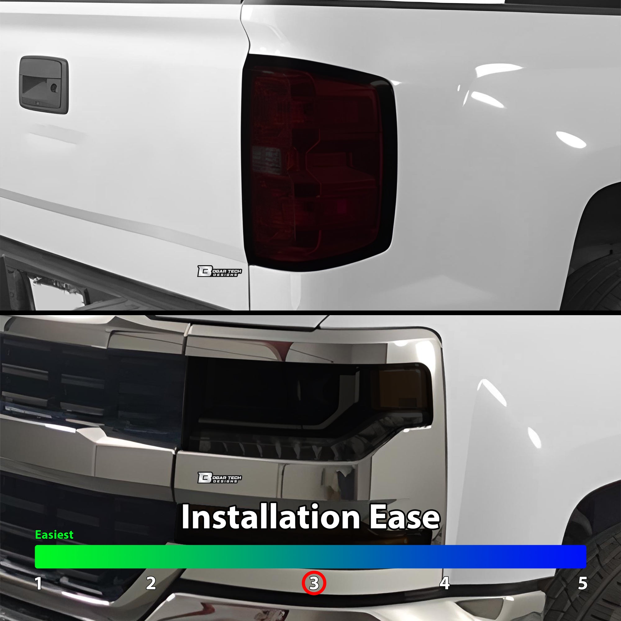 Full Headlight Taillight Precut Smoked PPF Tint Kit Film Overlay Fits Chevy Silverado 2014 - 2018 - Bogar Tech Designs