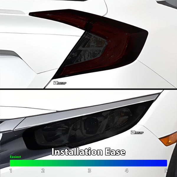 Full Headlight Taillight Precut Smoked PPF Tint Kit Film Overlay Fits Honda Civic