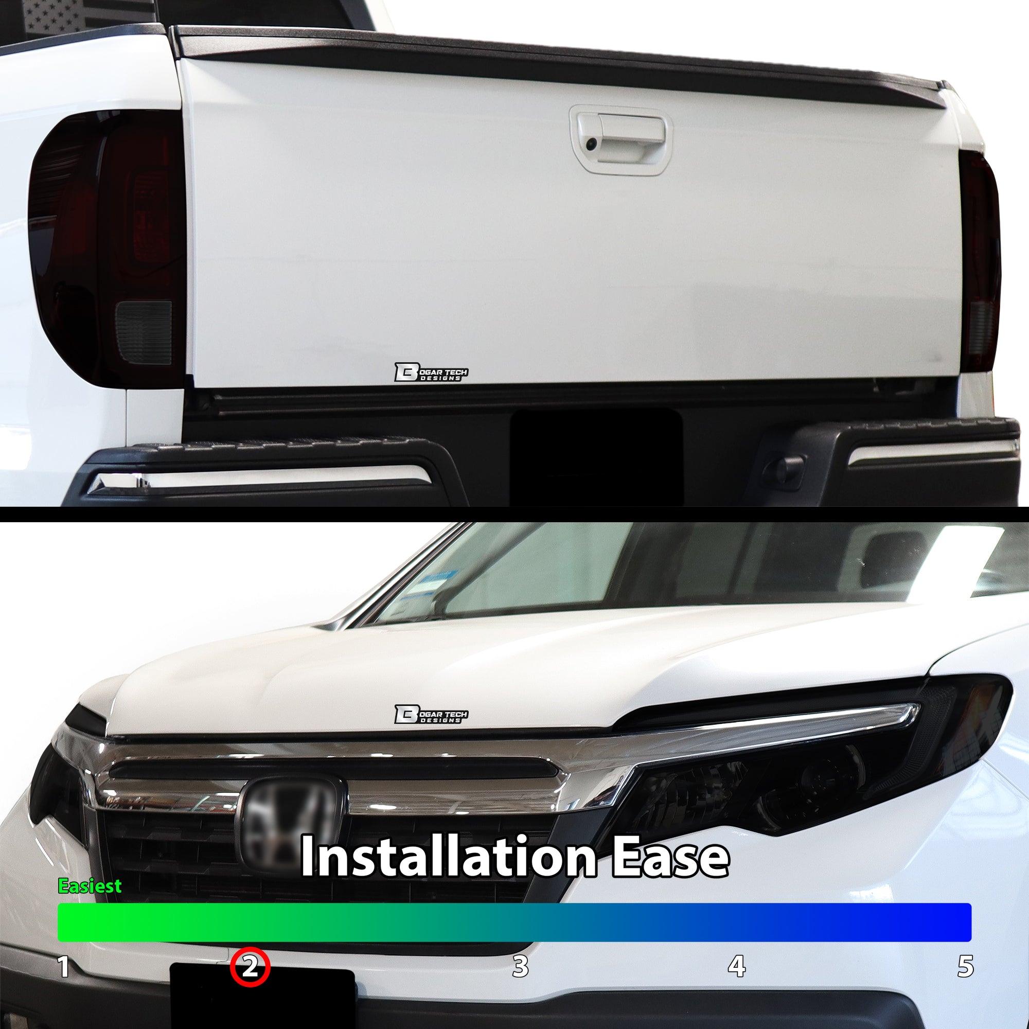 Full Headlight Taillight Precut Smoked PPF Tint Kit Film Overlay Fits Honda Ridgeline 2017 - 2025 - Bogar Tech Designs
