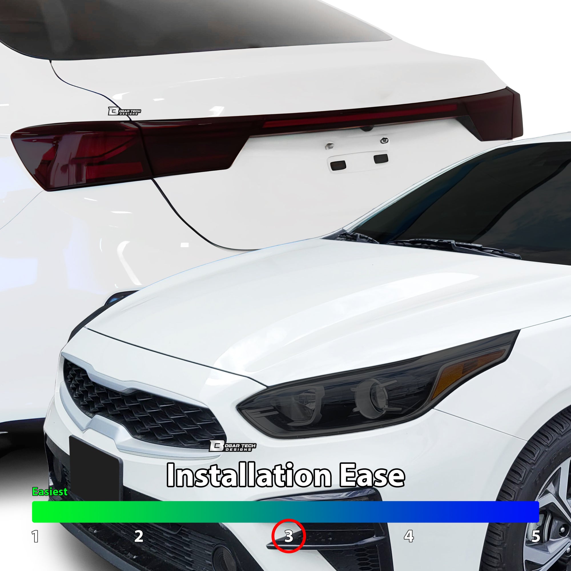 Full Headlight Taillight Precut Smoked PPF Tint Kit Film Overlay Fits Kia Forte 2019 - 2021 - Bogar Tech Designs