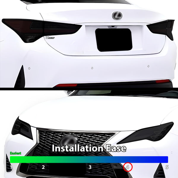 Full Headlight Taillight Precut Smoked PPF Tint Kit Film Overlay Fits Lexus RC 2019-2023