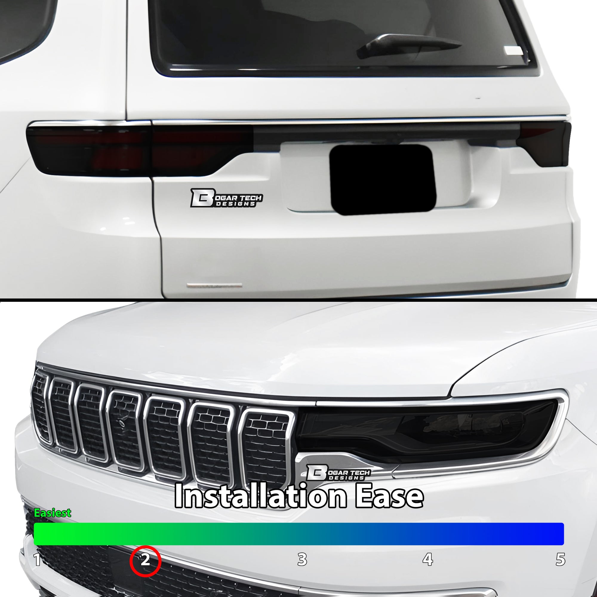 Full Headlight Taillight Precut Smoked PPF Tint Kit Overlay Film Fits Jeep Wagoneer 2020 - 2025 - Bogar Tech Designs