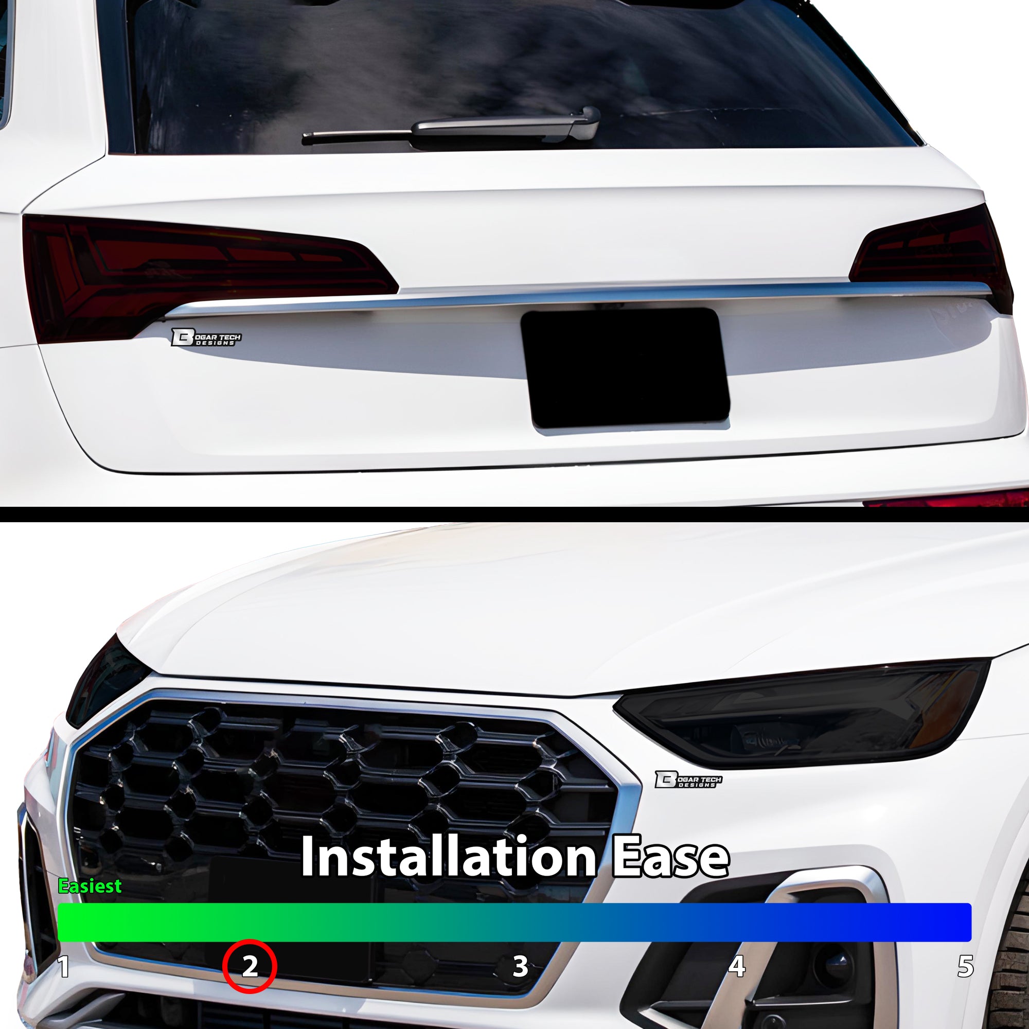 Full Headlight Taillight Precut Smoked PPF Tint Kit Overlay Film Fits Audi Q5 2021 - 2025 - Bogar Tech Designs