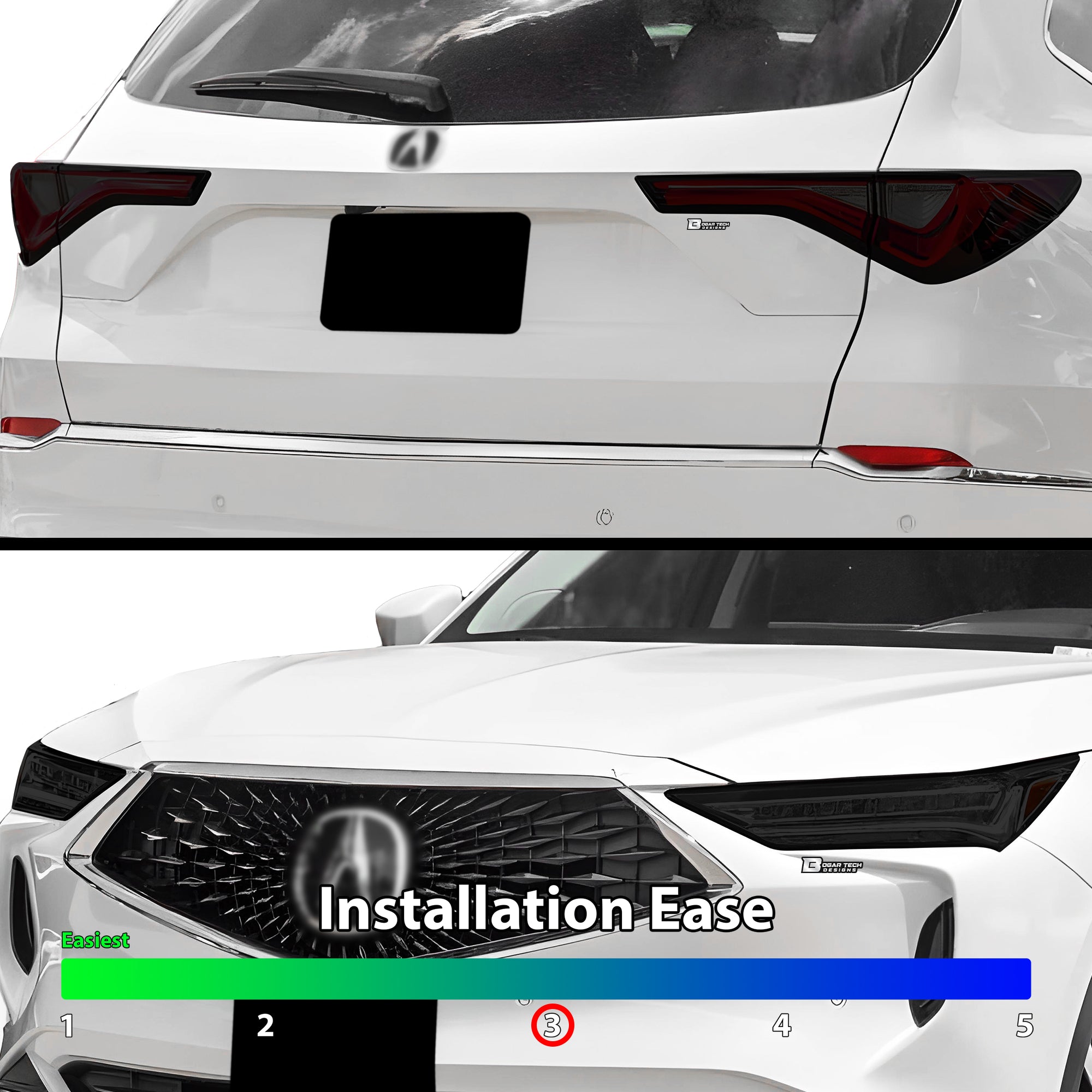 Full Headlight Taillight Precut Smoked PPF Tint Kit Film Overlay Fits Acura MDX 2022 - 2025 - Bogar Tech Designs