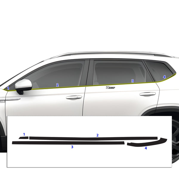 Vinyl Chrome Delete Grille Side Window Blackout Decal Stickers Overlay Film Fits Volkswagen Taos 2022-2024