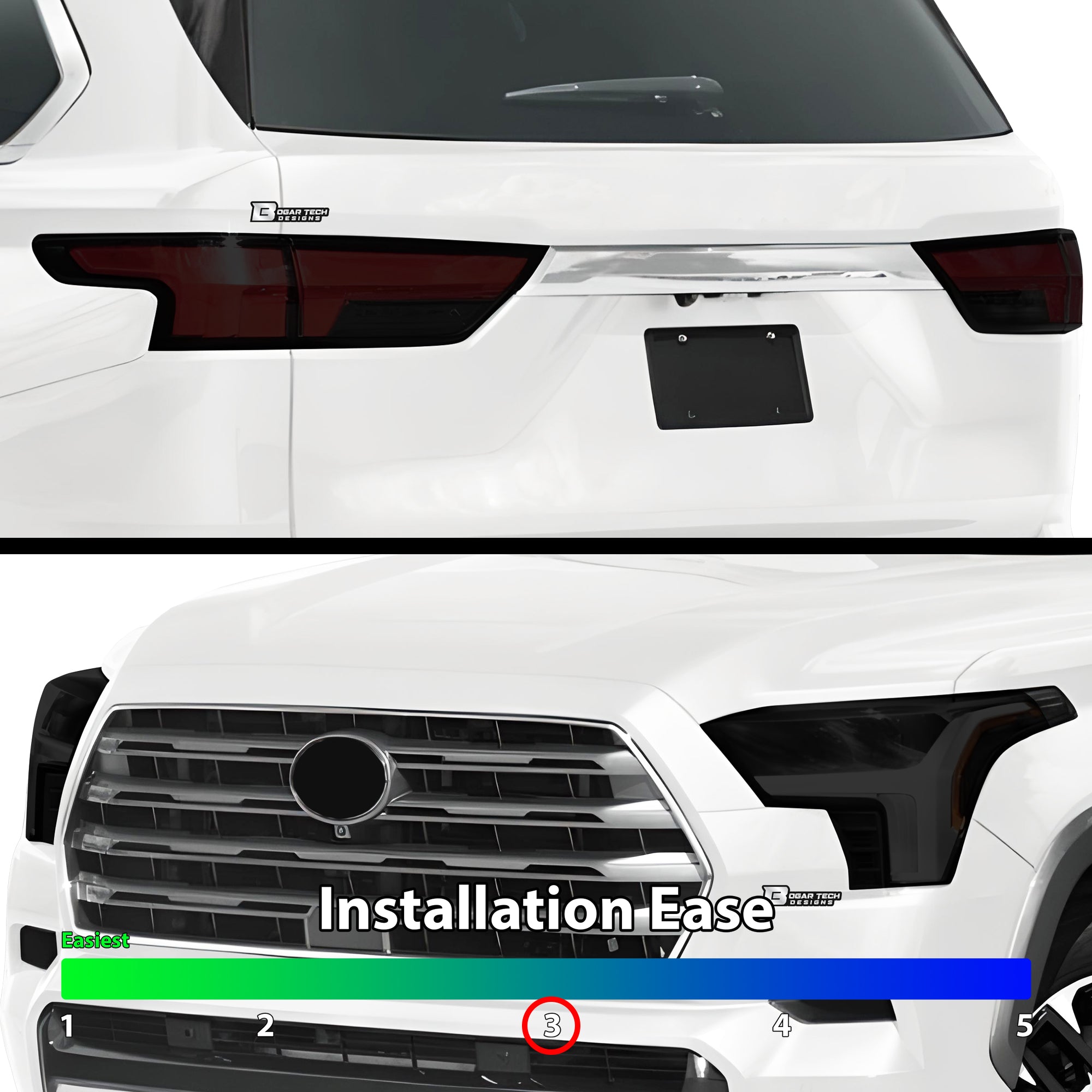 Full Headlight Taillight Precut Smoked PPF Tint Kit Film Overlay Fits Toyota Sequoia 2023 - 2025 - Bogar Tech Designs