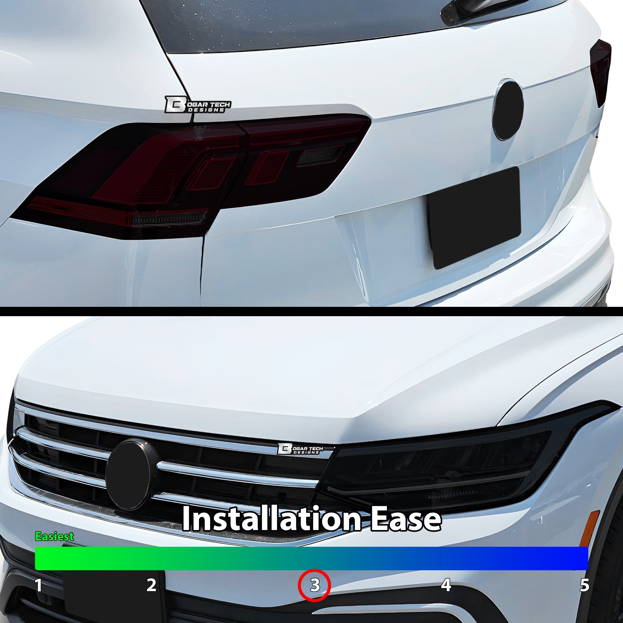 Full Headlight Taillight Precut Smoked PPF Tint Kit Film Overlay Fits Volkswagen Tiguan 2018 - 2024 - Bogar Tech Designs