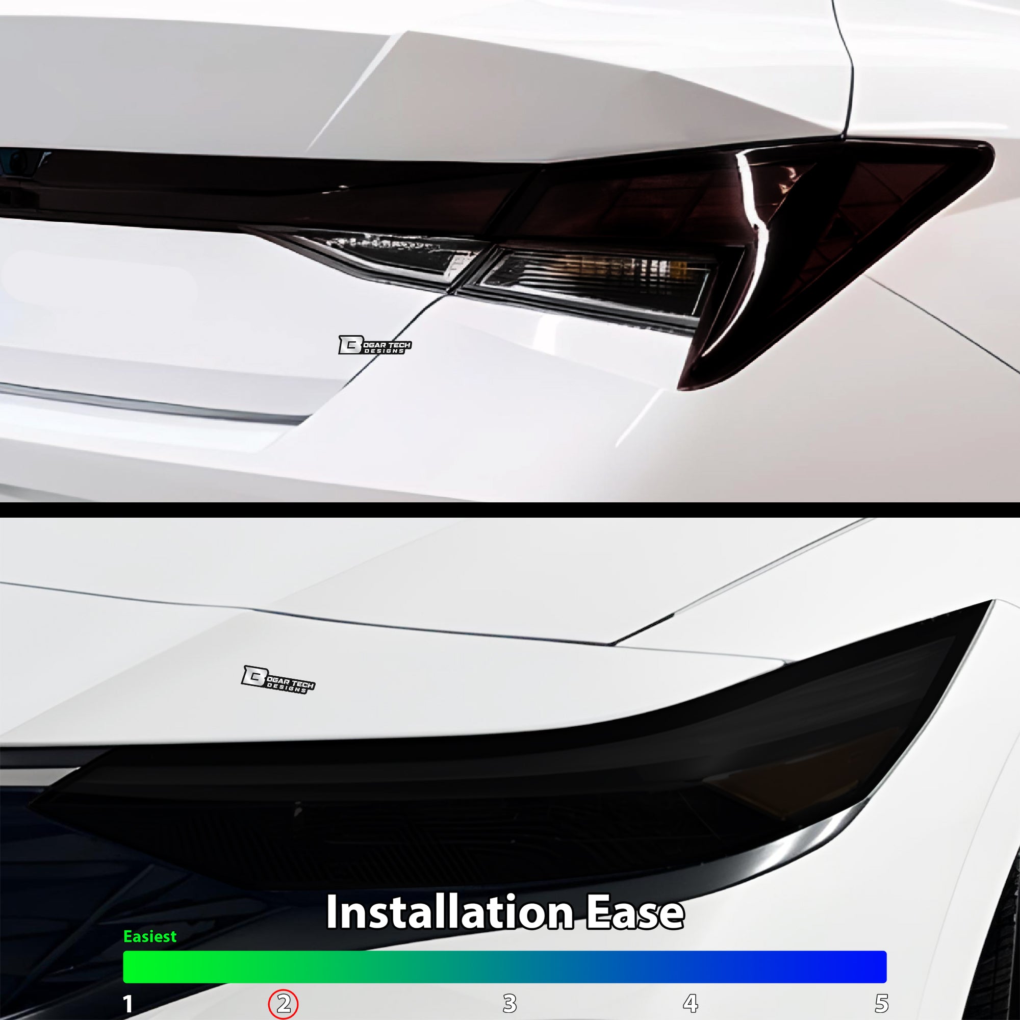 Full Headlight Taillight Precut Smoked PPF Tint Kit Film Overlay Fits Hyundai Elantra 2021 - 2025 - Bogar Tech Designs