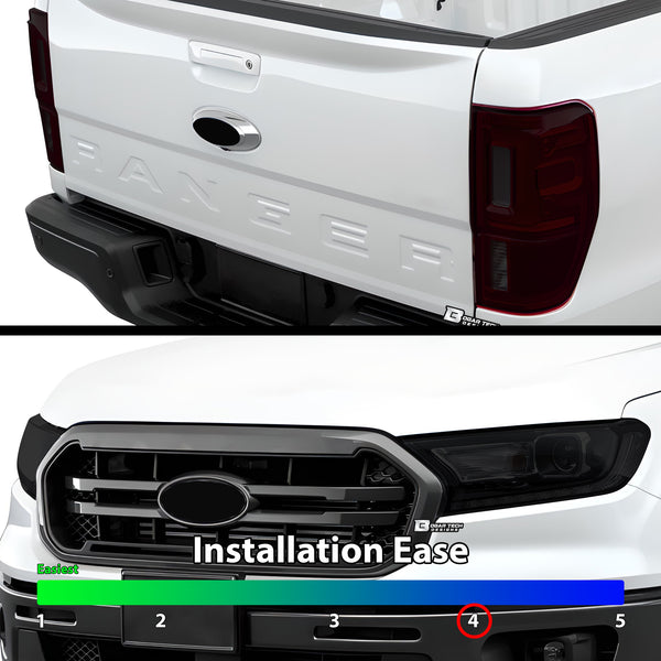 Full Headlight Taillight Precut Smoked PPF Tint Kit Film Overlay Fits Ford Ranger 2019-2023