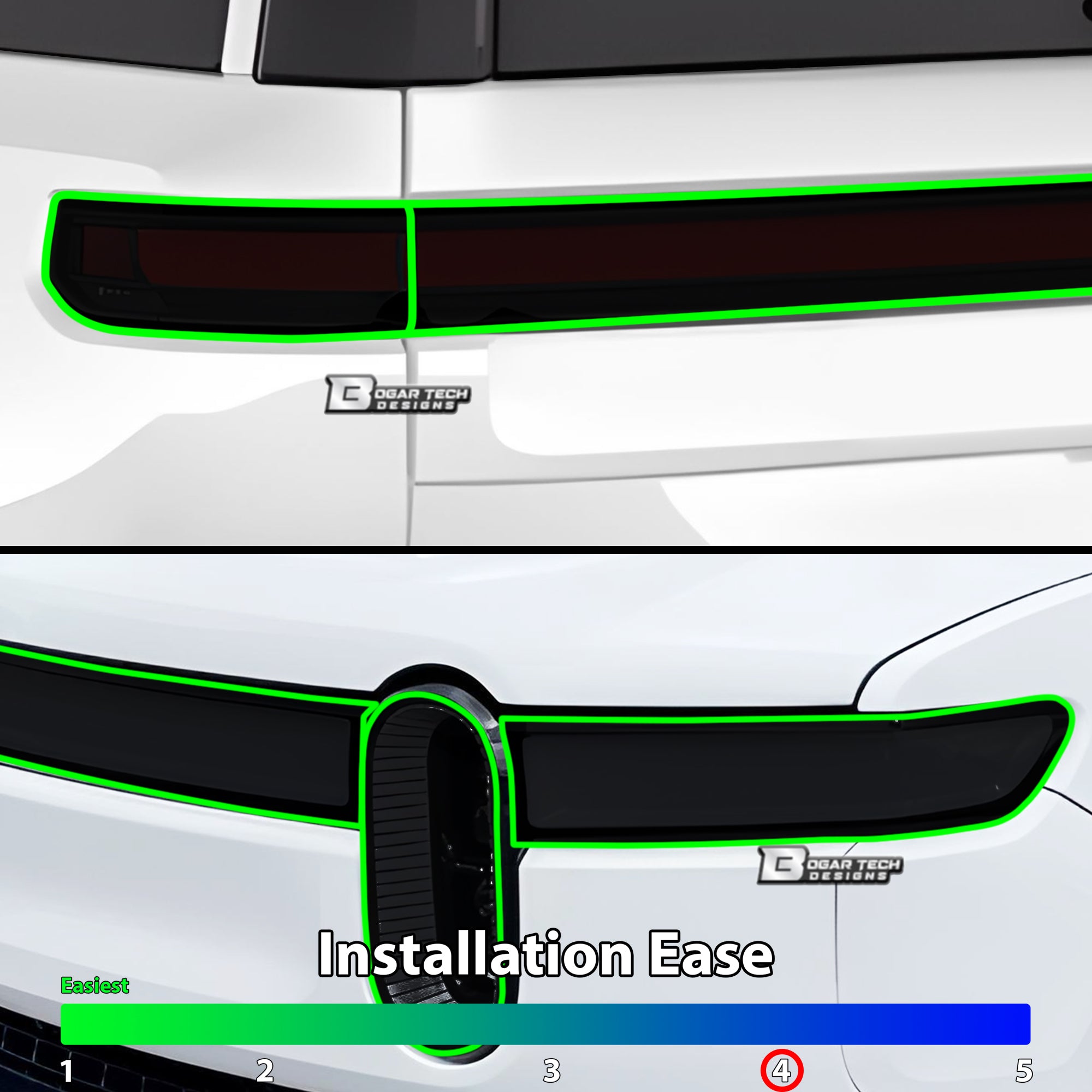 Full Headlight Taillight Precut Smoked PPF Tint Kit Film Overlay Fits Rivian R1S 2022 - 2024 - Bogar Tech Designs