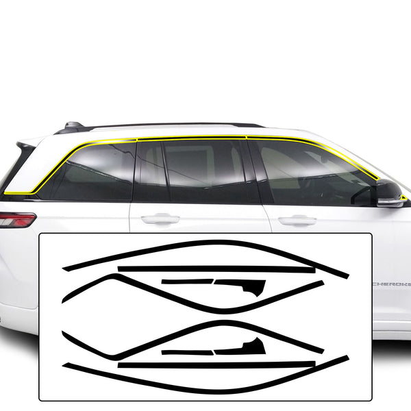 Jeep Grand Cherokee 2022-2026 Window Trim Blackout Chrome Delete Kit – Precut Gloss Black Vinyl Overlays