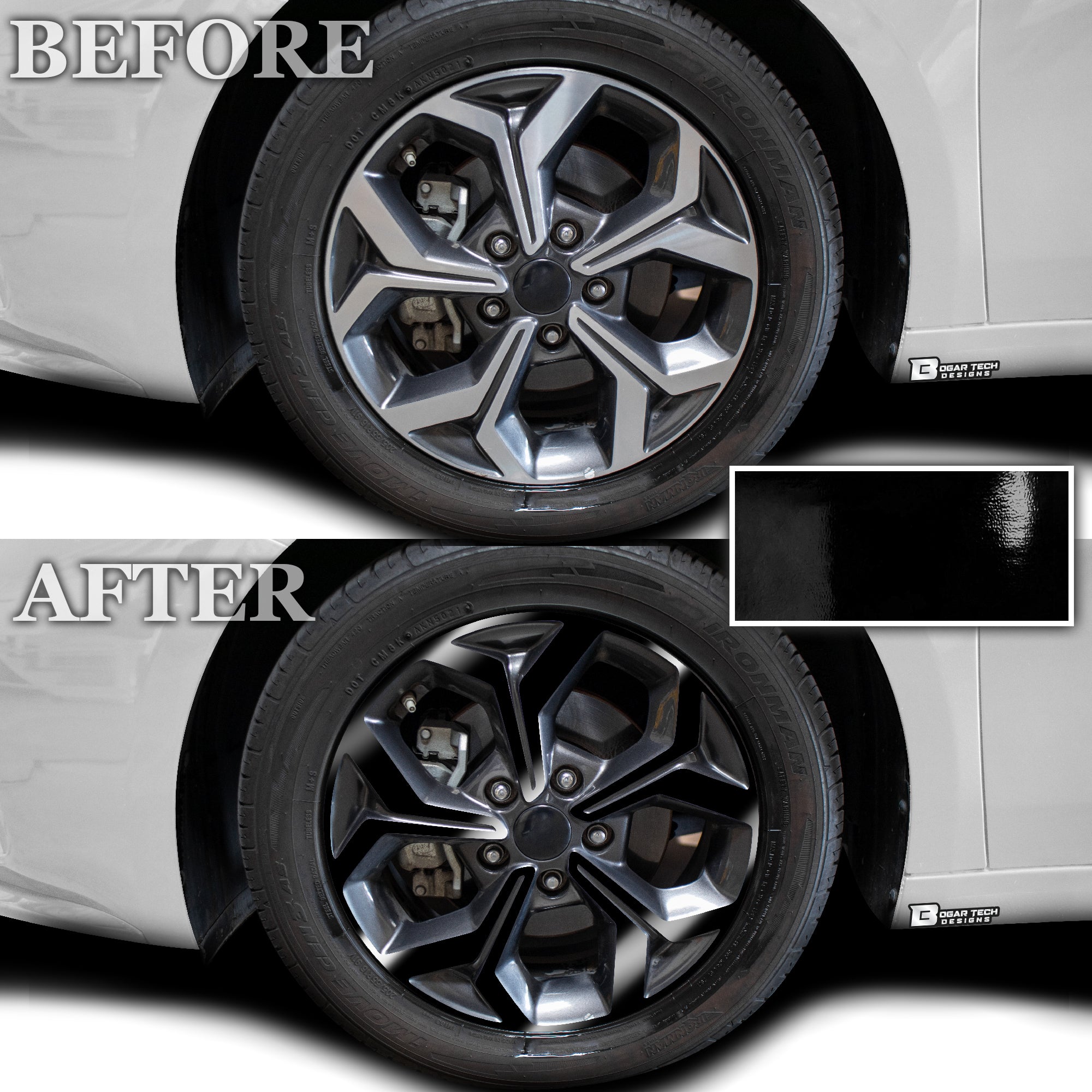 Vinyl Chrome Delete Wheel Front Bumper Grille Trim Blackout Decal Stickers Overlay Film Fits Kia Forte 2019 - 2024 - Bogar Tech Designs