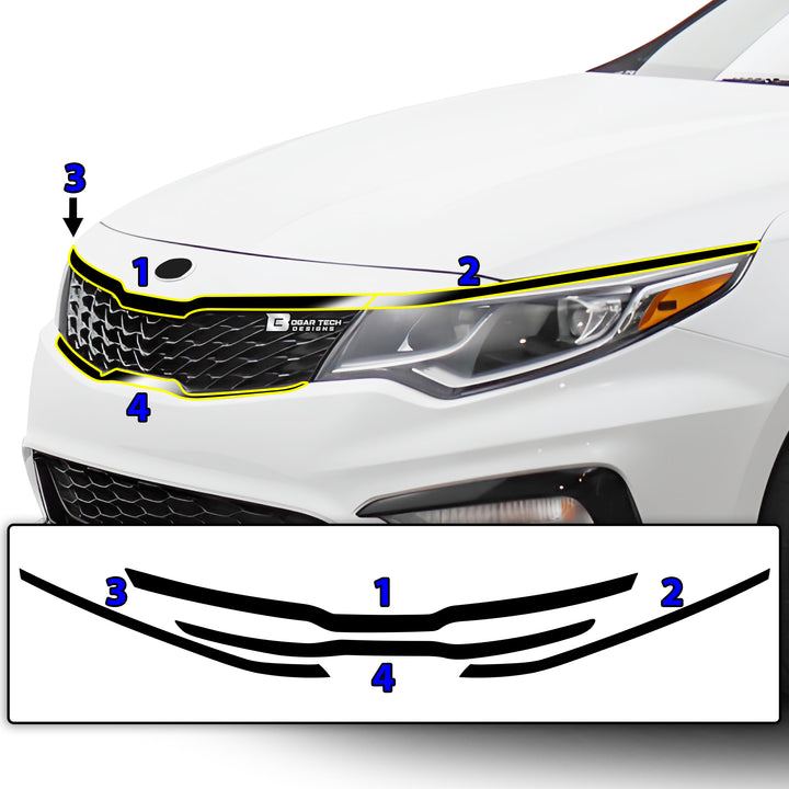 Vinyl Chrome Delete Wheel Sides Front Rear Bumper Trim Blackout Decal Stickers Overlay Film Fits Kia Optima 2016 - 2020 - Bogar Tech Designs