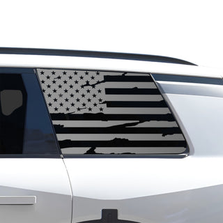 Buy distressed-black American Flag Quarter Window Decal for Kia Telluride 2027+ – Precut Matte Black Vinyl