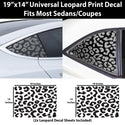 Universal Fit Animal Cow Leopard Cheetah Print Third Quarter Window Decal Stickers Compatible with Most Sedans and Coupes