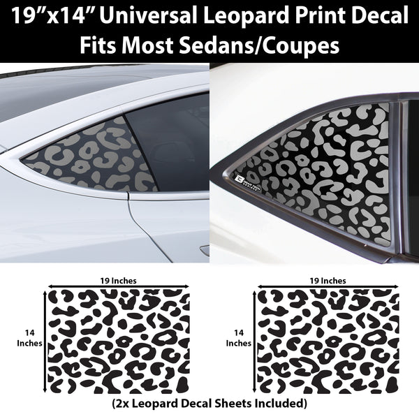 Universal Fit Animal Cow Leopard Cheetah Print Third Quarter Window Decal Stickers Compatible with Most Sedans and Coupes