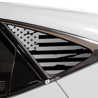 Buy distressed-black Quarter Window American Flag Vinyl Decal Stickers Fits Lexus NX 2022-2024