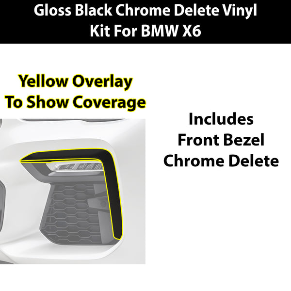 Fits BMW X6 2019-2023 Vinyl Chrome Delete Grille Blackout Decal Stickers Overlay Film
