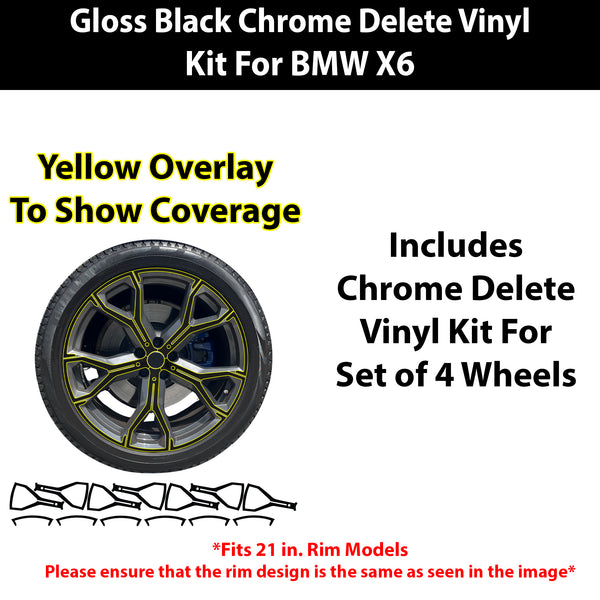 Fits BMW X6 2019-2023 Vinyl Chrome Delete Grille Blackout Decal Stickers Overlay Film